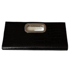 Chic Black Croc-Embossed Clutch